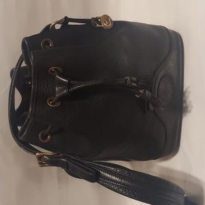 Vintage Dooney & Bourke Black Leather Drawstring Bucket Bag